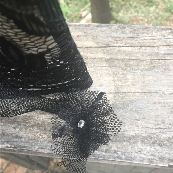 Kreativekristen original upcycled black sheer  lace flowy mini  skirt HP 24 - Picture 8 of 10